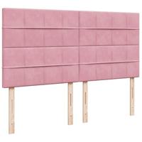 Boxspring met matras fluweel roze 200x200 cm - thumbnail