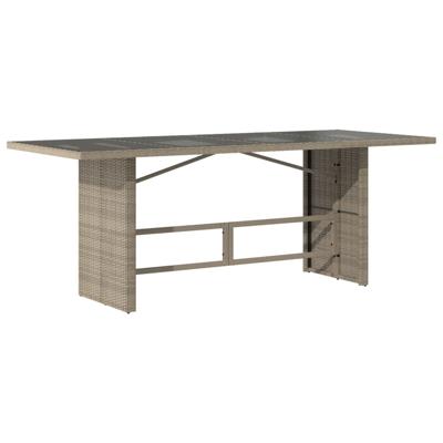 Tuintafel met glazen blad 190x80x74 cm poly rattan lichtgrijs - thumbnail