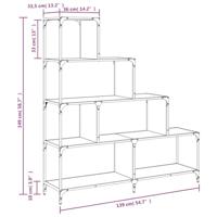 Boekenkast 4-laags 139x33,5x149 cm bewerkt hout grijs sonoma - thumbnail