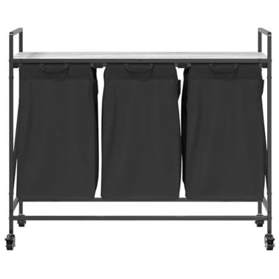 Wasmand 3 vakken met planken grijs sonoma eiken Wasmand 3 vakken met planken grijs sonoma eiken