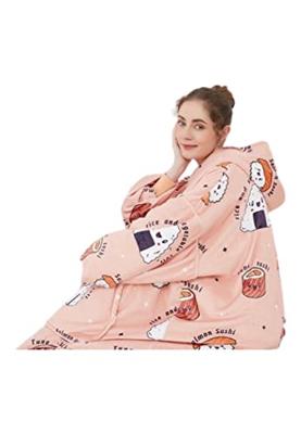 Draagbare deken met capuchon & mouwen - sushi