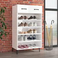 VidaXL Schoenenkast 60x35x105 cm bewerkt hout hoogglans wit - thumbnail