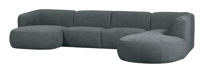 WOOOD Lounge U-bank 'Polly' Rechts, 353cm, Woven, kleur Blauw/Groen