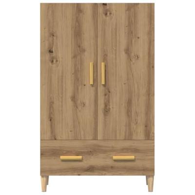 Hoge kast 70x31x115 cm bewerkt hout artisanaal eikenkleur