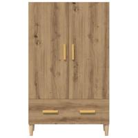 Hoge kast 70x31x115 cm bewerkt hout artisanaal eikenkleur - thumbnail