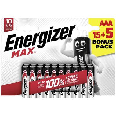 Energizer Max AAA batterij (potlood) Alkaline 1.5 V 20 stuk(s) Energizer Max AAA batterij (potlood) Alkaline 1.5 V 20 stuk(s)