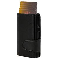 Juscha JU-961101 Pasjeshouder Clicksafe RFID Kunstleer ZW/ZW 8 Pasjes Met Opbergvak Voor Muntgeld - thumbnail