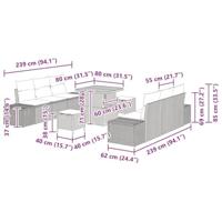 Tuinbankenset met kussen 9 pcs Beige poly rattan - thumbnail
