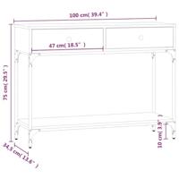 Wandtafel 100x34,5x75 cm bewerkt hout zwart - thumbnail