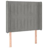 Hoofdbord met randen 103x16x118/128 cm fluweel lichtgrijs - thumbnail