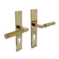 Intersteel Deurkruk Bau-Stil op schild profielcilinder 72mm - PVD messing - thumbnail