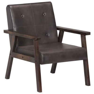 Fauteuil echt leer grijs