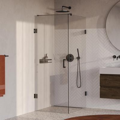 Douchecabine Compleet Just Creating 2-Delig Profielloos 100x90 cm Gunmetal Sanitop