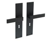 Intersteel Deurkruk Amsterdam op schild sleutelgat 56mm - mat zwart - thumbnail