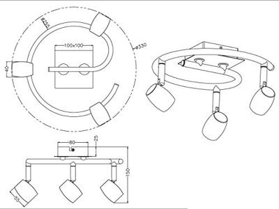 Trio PlafondspotMichael 3-lichts nikkel mat - 803090307