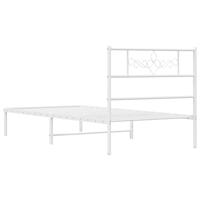 Bedframe met hoofdbord metaal wit 90x200 cm - thumbnail