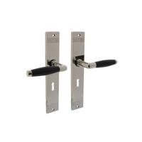 Intersteel Deurkruk Ton Basic op schild sleutelgat 56mm - nikkel glans/zwart - thumbnail