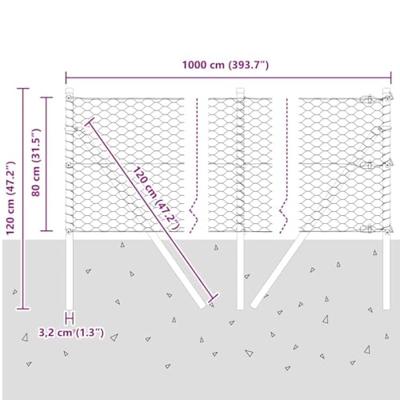 VidaXL Afrasteringspaal groen 10 x 0,8 m (36 mm gaas) staal en pvc