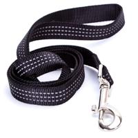 Nobleza Hondenriem zwart - Reflecterend Nylon - Lengte 120 cm - Breedte 2 cm - thumbnail