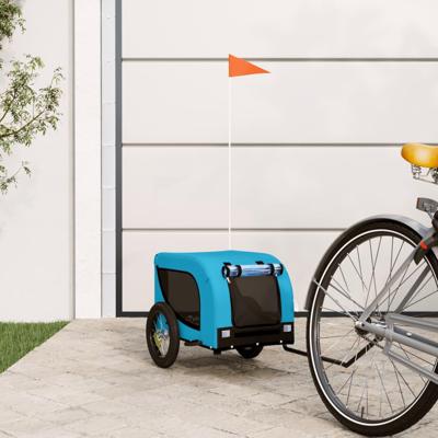 VidaXL Hondenfietstrailer oxford stof en ijzer blauw en zwart VidaXL Hondenfietstrailer oxford stof en ijzer blauw en zwart