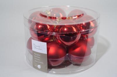 Decoris kerstballen Glas 12st kerstrood 5cm