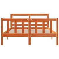 Bedframe met hoofdbord massief grenenhout wasbruin 135x190 cm - thumbnail