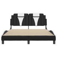 Bedframe "Viana" met LED zonder matras kunstleer zwart en wit 140x190 cm - thumbnail