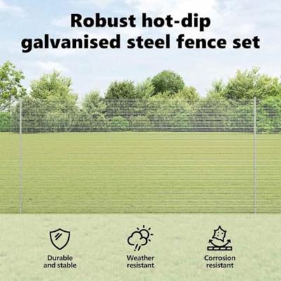 VidaXL Hek met paal zilver 1,5 x 25 m staal