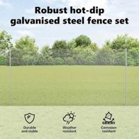 VidaXL Hek met paal zilver 1,5 x 10 m staal - thumbnail