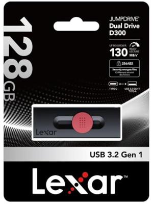 Lexar JumpDrive D300 OTG 128GB Dual Type C And Type A USB