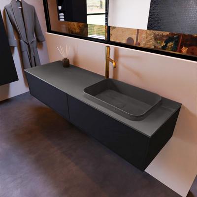 Badkamermeubelset Mondiaz Erin 150 cm met 2 Lades met RIDGE Wastafel Rechts Dark grey met 1 kraangat Greeploos Mat Urban Badkamermeubelset Mondiaz Erin 150 cm met 2 Lades met RIDGE Wastafel Rechts Dark grey met 1 kraangat Greeploos Mat Urban