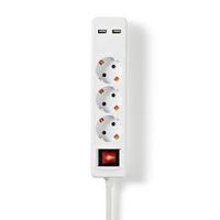 Nedis EXSO315UFSWT Stekkerdoos 3-wegs Schuko 2x Usb 1,5 M Aan/uitknop Wit - thumbnail