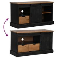 Tv-meubel HALDEN met schuifdeur zwart 110x40x60 cm massief hout - thumbnail