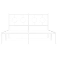Bedframe met hoofdbord metaal wit 135x190 cm - thumbnail