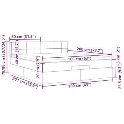 Ottoman bed met matras 160x200cm stof donkergrijs
