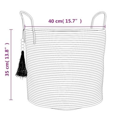 Opbergmand 40x35 cm katoen bruin en wit