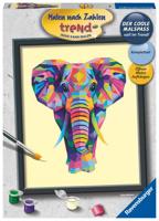 Schilderen op nummer ravensburger bonte olifant - thumbnail