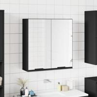 Badkamerkast met spiegel 64x20x67 cm bewerkt hout zwart - thumbnail