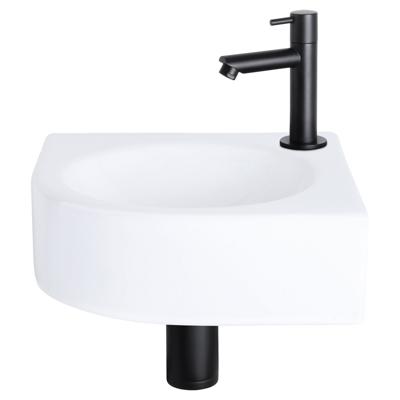 Differnz Cleo fonteinset keramiek kraan recht mat zwart 30 x 30 x 10 cm