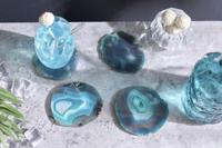 Set van 4 onderzetters voor glazen COASTER 10cm groene edelsteen agaatkwarts handgemaakt - 41557 - thumbnail
