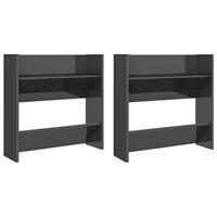 VidaXL Wandschoenenkasten 2 st 60x18x60 cm hout hoogglans grijs - thumbnail