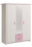 Kledingkast kast Kiki - wit/roze 181x136x56 cm - Leen Bakker - thumbnail