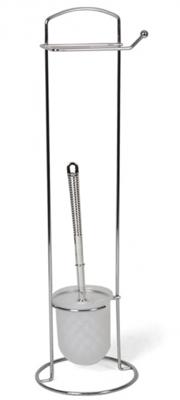 Wc/toiletborstel met toiletrolhouder RVS 60 cm - Toiletborstels Wc/toiletborstel met toiletrolhouder RVS 60 cm - Toiletborstels