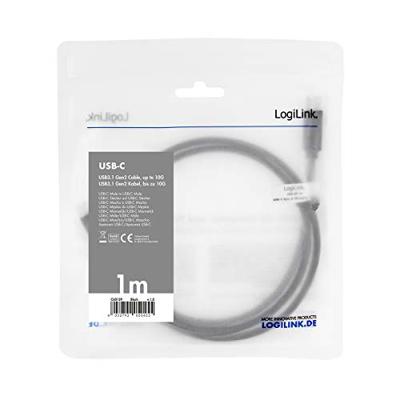 LogiLink CU0129 USB-kabel USB 3.2 Gen1 (USB 3.0 / USB 3.1 Gen1) USB-C stekker, USB-C stekker 1.00 m Zwart