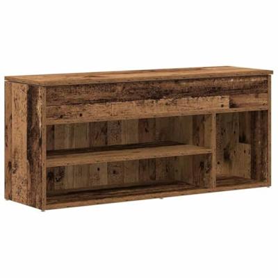 Schoenenbank 102x30,5x45 cm bewerkt hout oud houtkleurig