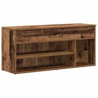Schoenenbank 102x30,5x45 cm bewerkt hout oud houtkleurig - thumbnail