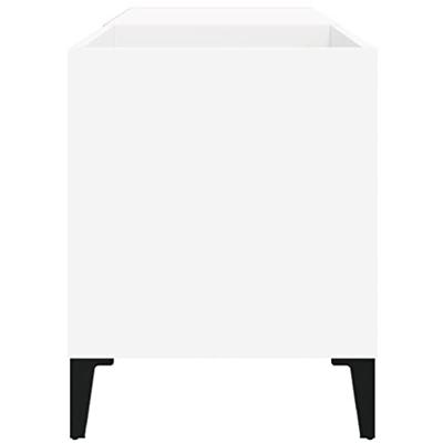 Platenkast 84,5x38x48 cm bewerkt hout wit - thumbnail