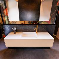 Badkamermeubelset Mondiaz Erin 150 cm met 1 Lade met RIDGE Wastafel Midden Talc met 1 kraangat Greeploos Mat Rosee - thumbnail