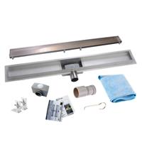 Wiesbaden RVS Douchegoot Flens met TEGEL rooster met los sifon 7 cm breed - Douchegoot 50 cm Flens Met Tegelrooster - thumbnail