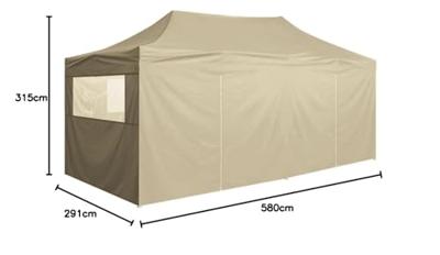 Partytent met 4 zijwanden inklapbaar 3x6 m staal crme